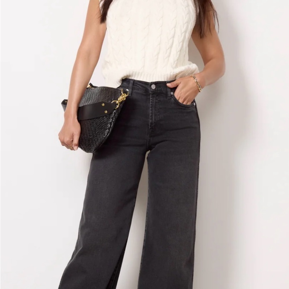 7 For All Mankind Charcoal Wide-Leg Jeans